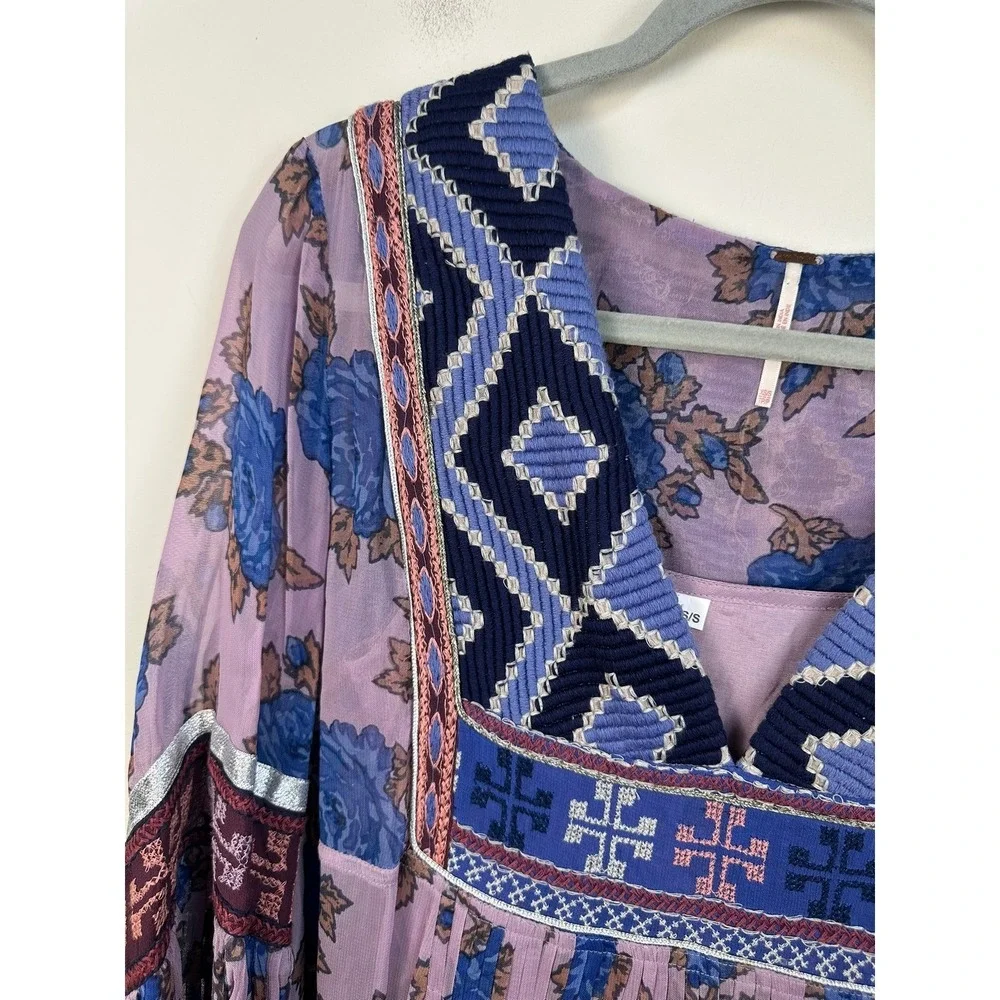 Free People Bold Blooms Midi Dress Women S Lavender Very Good Boho Embroidered